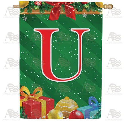 America Forever Merry Christmas Monogram House Flag