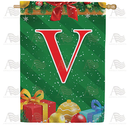 America Forever Merry Christmas Monogram House Flag