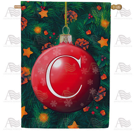 Christmas Ball Monogram House Flag