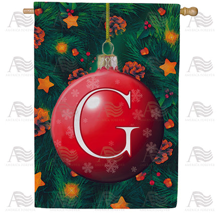 Christmas Ball Monogram House Flag