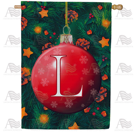 Christmas Ball Monogram House Flag