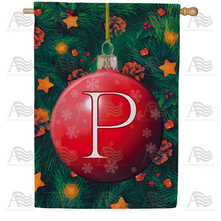 Christmas Ball Monogram House Flag