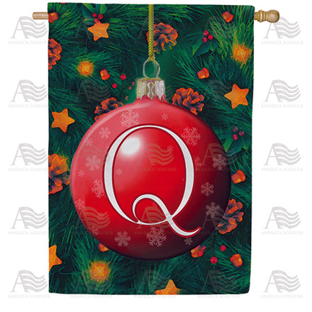 Christmas Ball Monogram House Flag