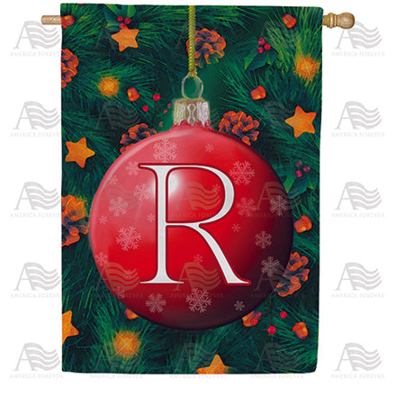 Christmas Ball Monogram House Flag