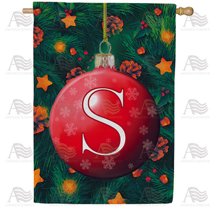 Christmas Ball Monogram House Flag