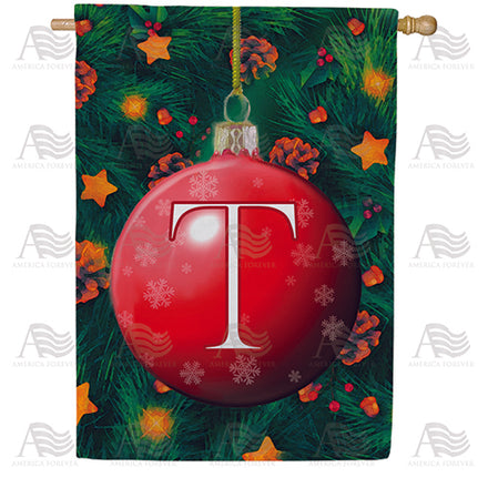 Christmas Ball Monogram House Flag
