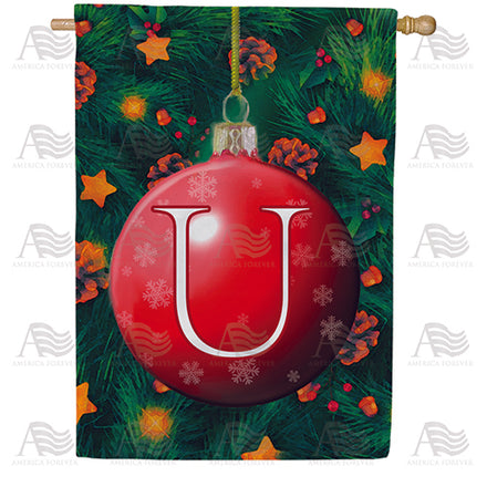 Christmas Ball Monogram House Flag