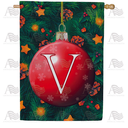 Christmas Ball Monogram House Flag