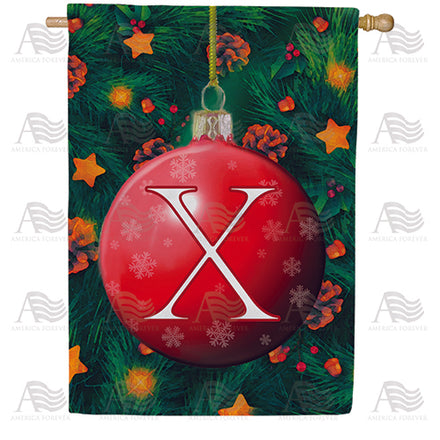 Christmas Ball Monogram House Flag