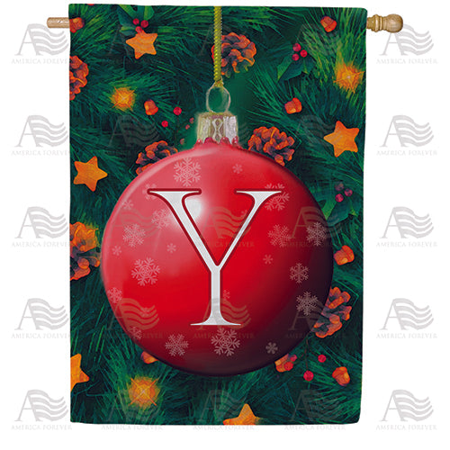 Christmas Ball Monogram House Flag