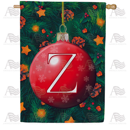 Christmas Ball Monogram House Flag