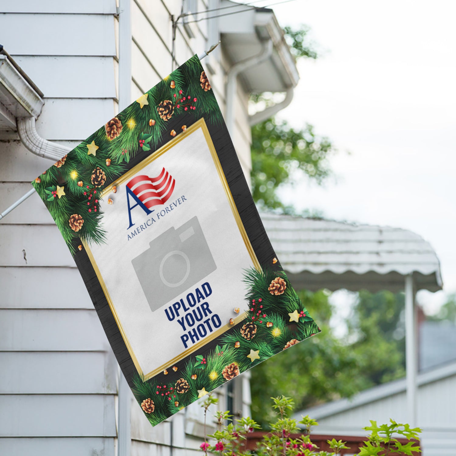 America Forever Personalized Pine Cones And Stars House Flag