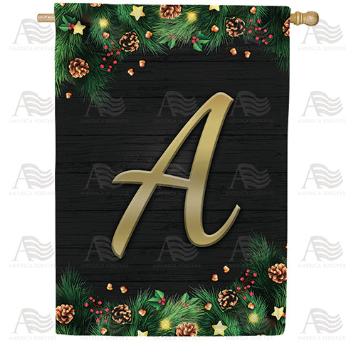 America Forever Pine Cones And Stars Monogram House Flag