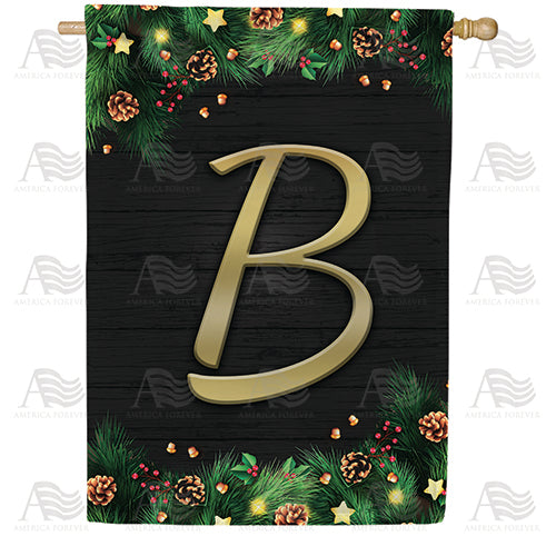 America Forever Pine Cones And Stars Monogram House Flag