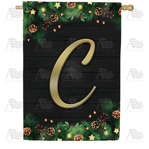 America Forever Pine Cones And Stars Monogram House Flag
