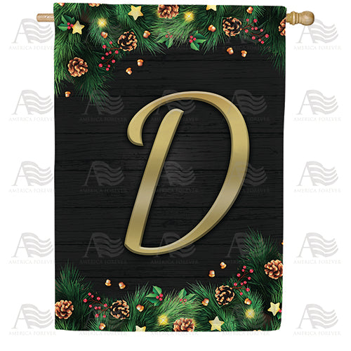 America Forever Pine Cones And Stars Monogram House Flag