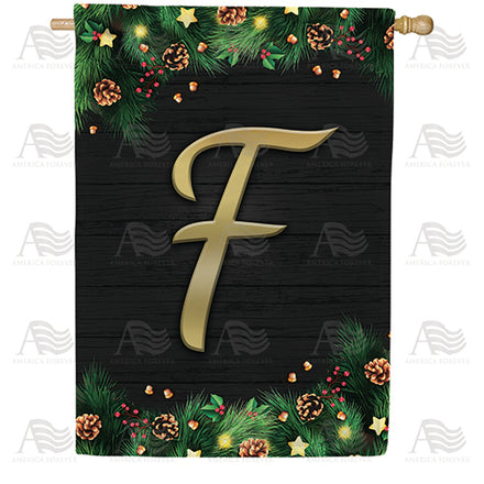 America Forever Pine Cones And Stars Monogram House Flag