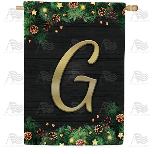America Forever Pine Cones And Stars Monogram House Flag