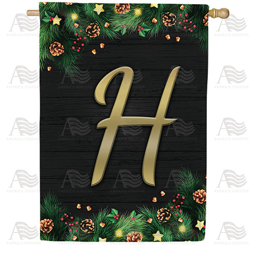 America Forever Pine Cones And Stars Monogram House Flag