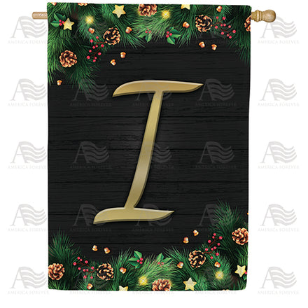 America Forever Pine Cones And Stars Monogram House Flag