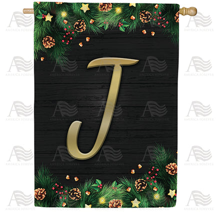America Forever Pine Cones And Stars Monogram House Flag