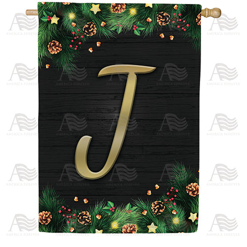 America Forever Pine Cones And Stars Monogram House Flag