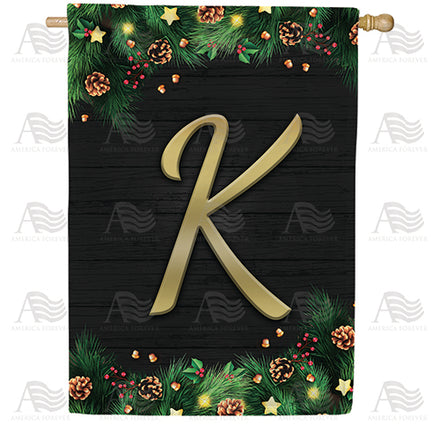 America Forever Pine Cones And Stars Monogram House Flag