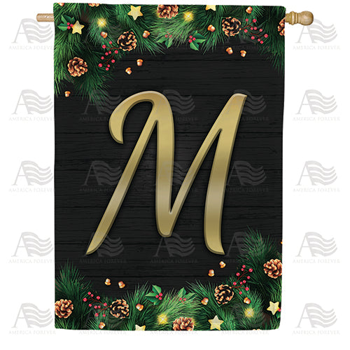 America Forever Pine Cones And Stars Monogram House Flag