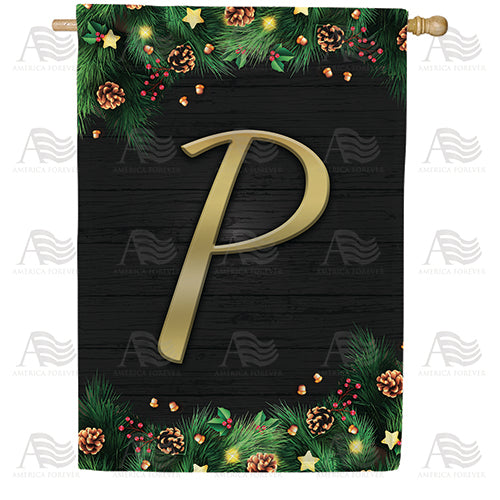America Forever Pine Cones And Stars Monogram House Flag