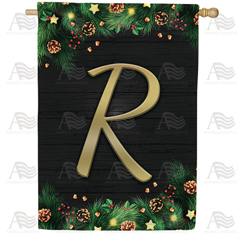 America Forever Pine Cones And Stars Monogram House Flag
