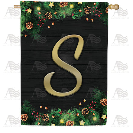 America Forever Pine Cones And Stars Monogram House Flag