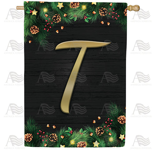 America Forever Pine Cones And Stars Monogram House Flag