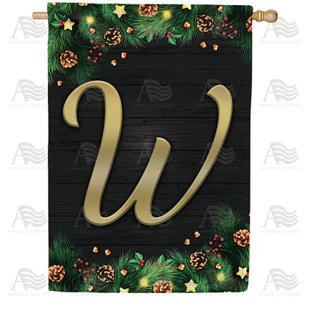 America Forever Pine Cones And Stars Monogram House Flag