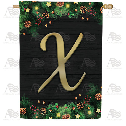 America Forever Pine Cones And Stars Monogram House Flag