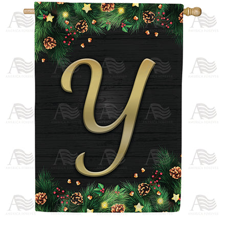 America Forever Pine Cones And Stars Monogram House Flag