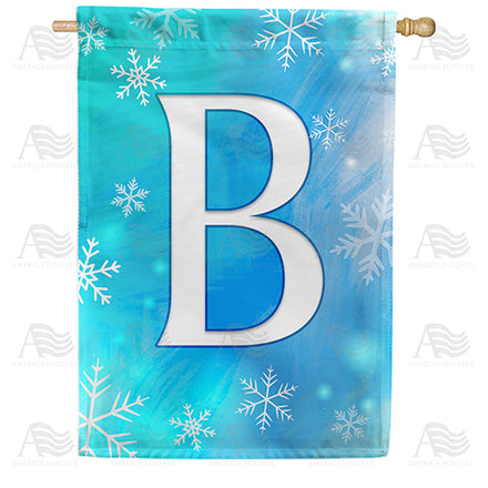 America Forever Snowflakes Monogram House Flag