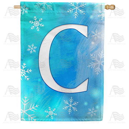 America Forever Snowflakes Monogram House Flag