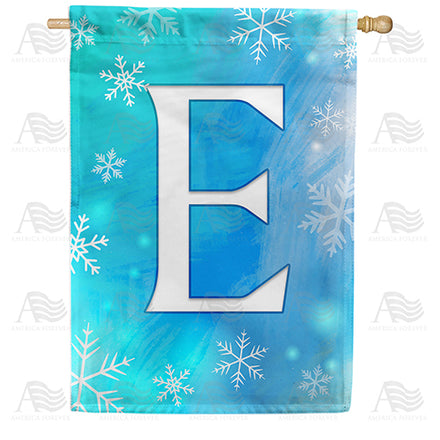 America Forever Snowflakes Monogram House Flag