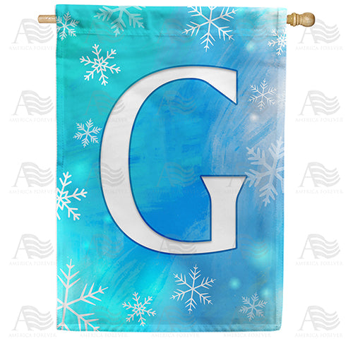 America Forever Snowflakes Monogram House Flag