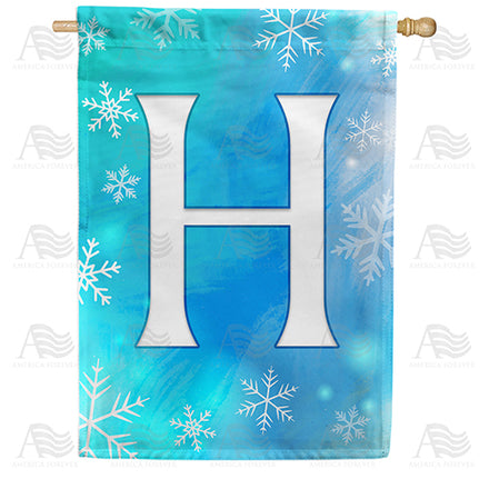America Forever Snowflakes Monogram House Flag