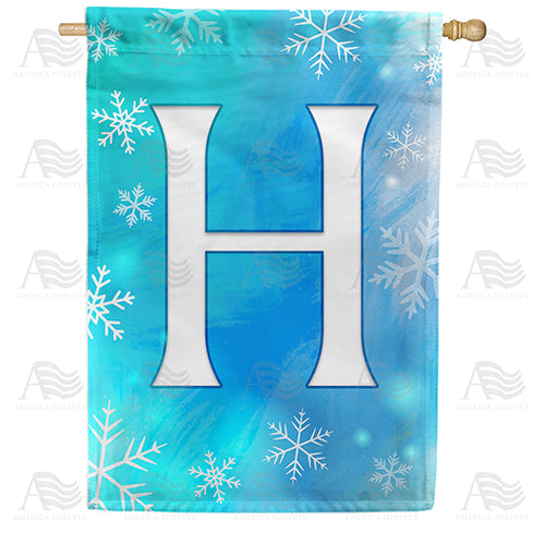 America Forever Snowflakes Monogram House Flag