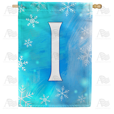 America Forever Snowflakes Monogram House Flag