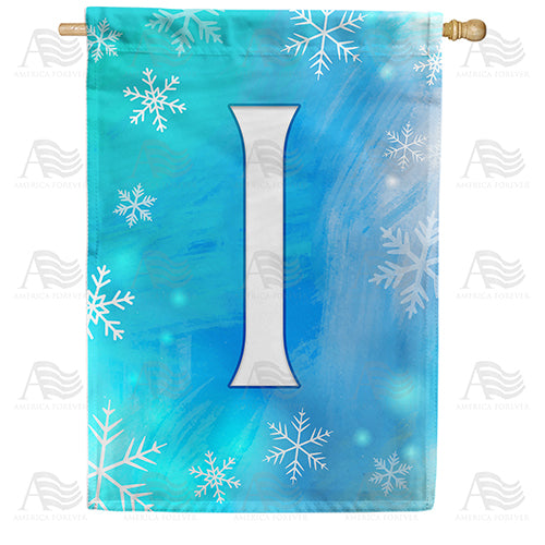 America Forever Snowflakes Monogram House Flag