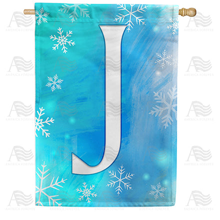 America Forever Snowflakes Monogram House Flag