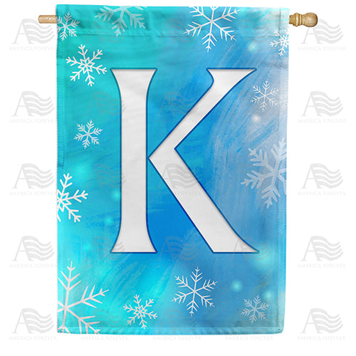 America Forever Snowflakes Monogram House Flag
