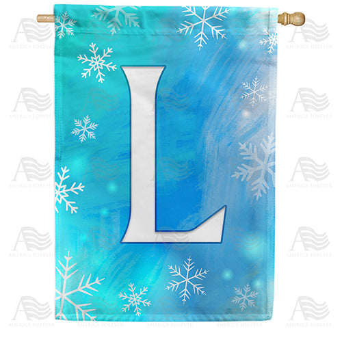 America Forever Snowflakes Monogram House Flag