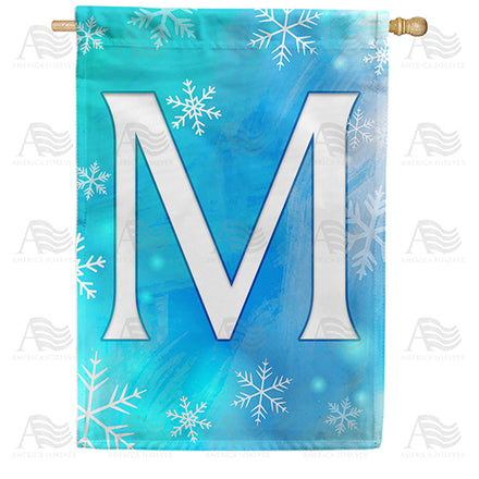 America Forever Snowflakes Monogram House Flag