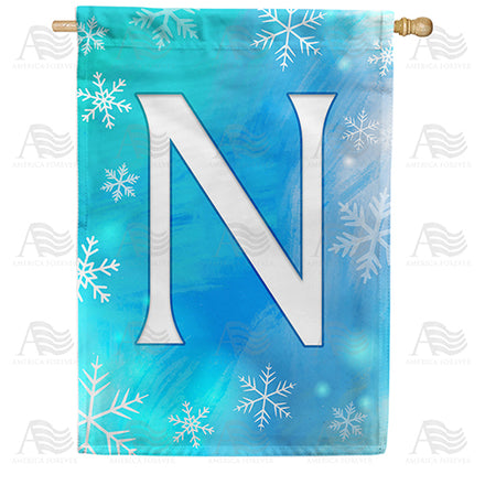 America Forever Snowflakes Monogram House Flag