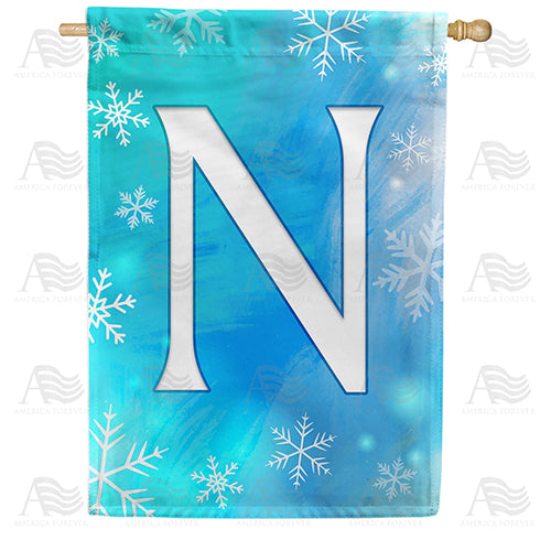 America Forever Snowflakes Monogram House Flag