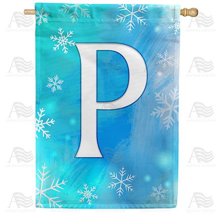 America Forever Snowflakes Monogram House Flag
